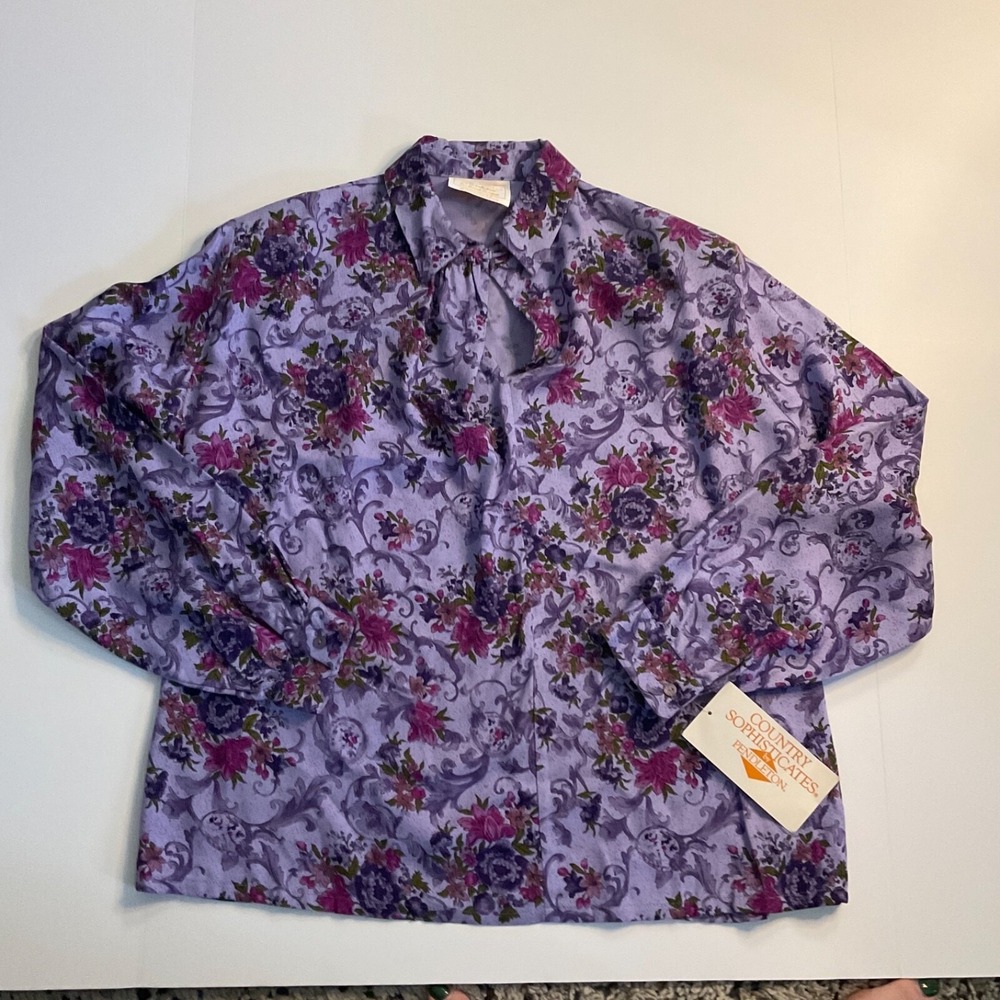 Pendleton Vintage NWT Country Sophisticates Purple Floral Blouse Women's Size 12